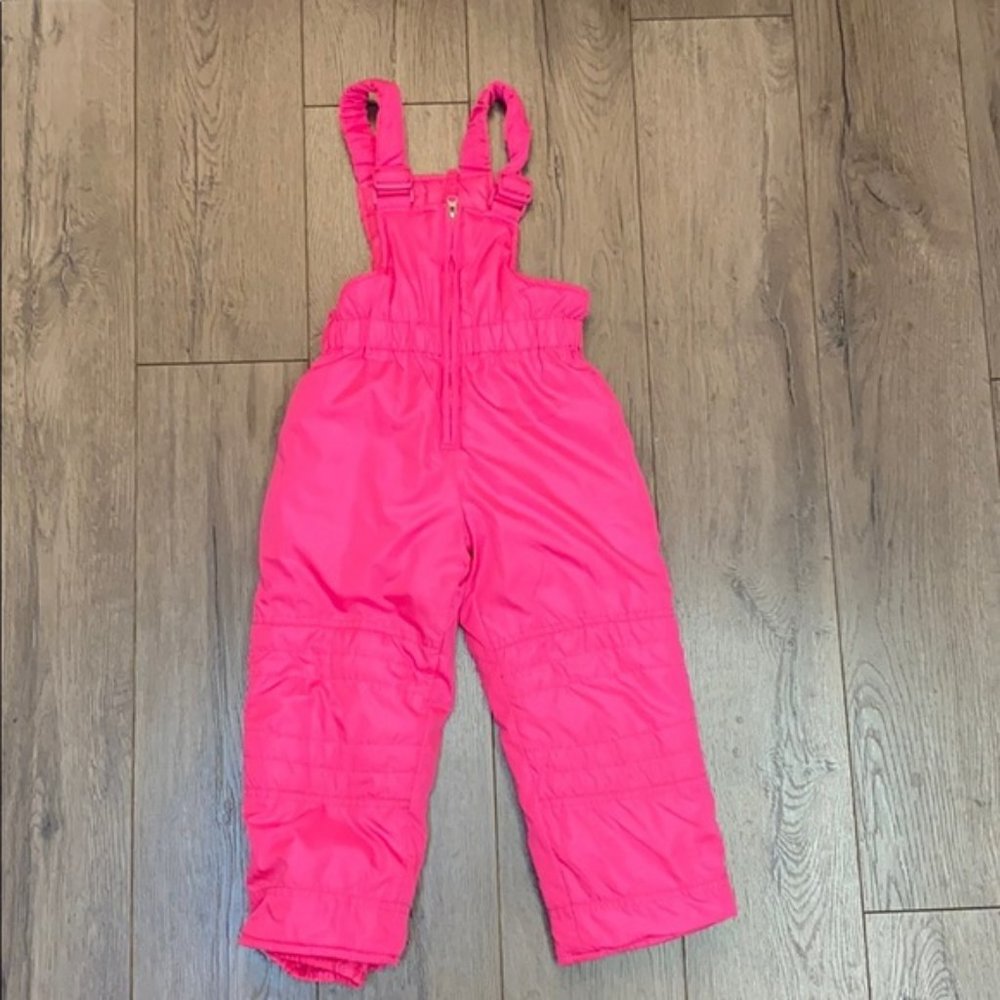 Hawke & Co Youth Girl Pink Zip - Front Snow Bibs